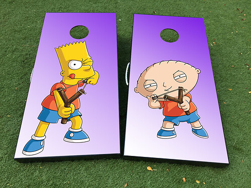 Bart Simspons Family Guy Stewie cartoon  Cornhole Board Game Sticker Decal VINYL WRAPS with LAMINATED