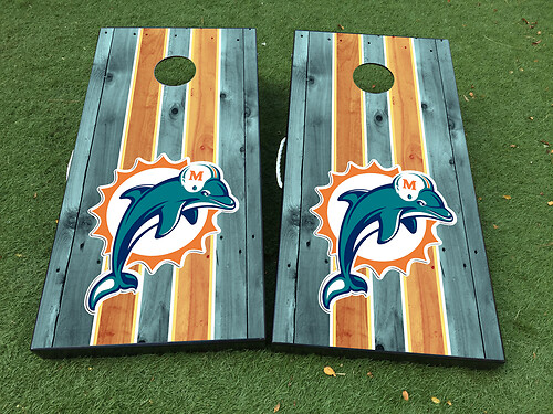 Miami Dolphins Football Cornhole Board Game Sticker Decal VINYL WRAPS with LAMINATED