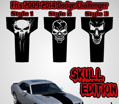 2009 2010 2011 2012 2013 2014  - 2020 Dodge Challenger Hood Racing Stripe Sticker Decal Skull