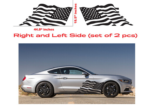 AMERICAN USA FLAG Ford Mustang Sticker Decal Vinyl Side Door Graphics

