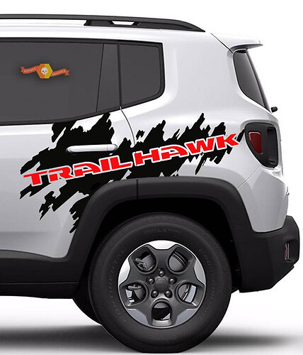 2 Color Jeep Renegade Cherokee Trailhawk Side Splash Logo Graphic Vinyl Sticker Decal 2018 2023