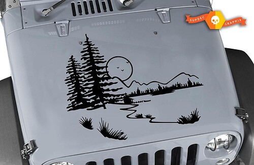 Hood Nature +2 FREE Star Stickers Decals Vinyl Graphic JEEP WRANGLER JK TJ