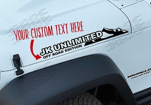 CUSTOM TEXT- JK JL Unlimited Edition Mountain vinyl sticker decal Fits any Jeep wrangler JK3