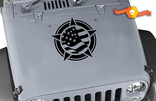 Jeep Wrangler TJ LJ JK JKU YJ Flag Star Kit Set Hood Vinyl Sticker Decal Car-Truck