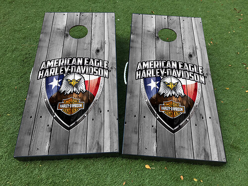 American Eagle Harley Davidson USA Cornhole Board Game Sticker Decal VINYL WRAPS with LAMINATED