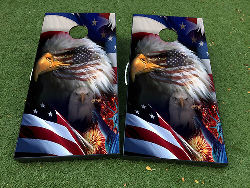 American Flag Eagle Cornhole Board Game Sticker Decal VINYL WRAPS with LAMINATED