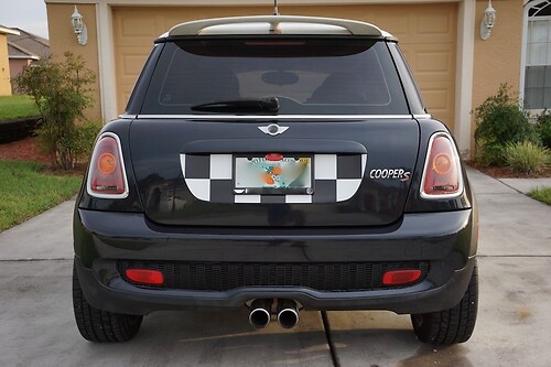 Mini Cooper R56 Trunk Graphic - Black and White Checker Flag Sticker Decal
