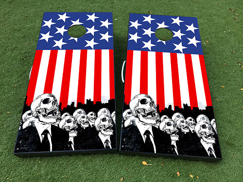 American Flag USA Zombie Cornhole Board Game Sticker Decal VINYL WRAPS with LAMINATED