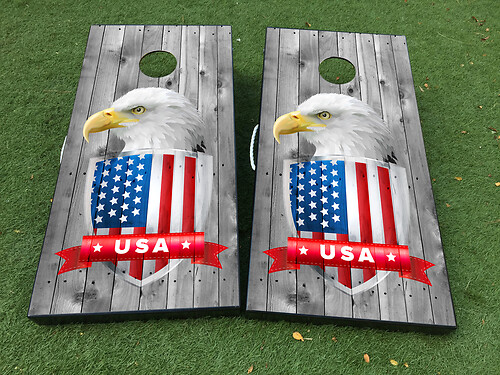 American Eagle USA Flag Cornhole Board Game Sticker Decal VINYL WRAPS with LAMINATED