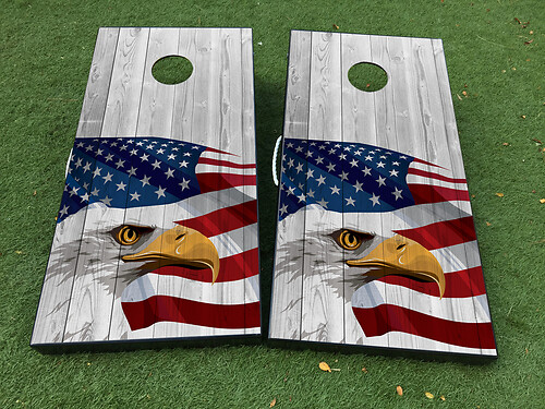 American Eagle Wood Texture Cornhole Board Game Sticker Decal VINYL WRAPS with LAMINATED