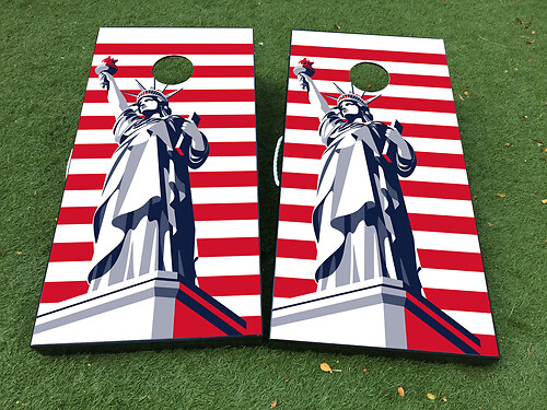 Statue of Liberty USA American Flag Cornhole Board Game Sticker Decal VINYL WRAPS with LAMINATED