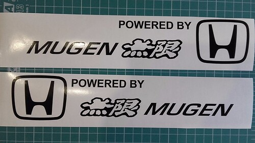 Set of 2x Powered by Mugen side Sticker Decal fits Honda Civic R Accord S660 HR- V