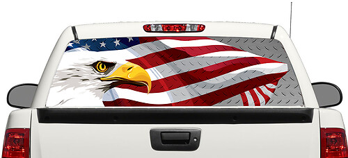 American Eagle USA Flag Steel Rear Window Decal Sticker Pick-up Truck SUV Car 3
