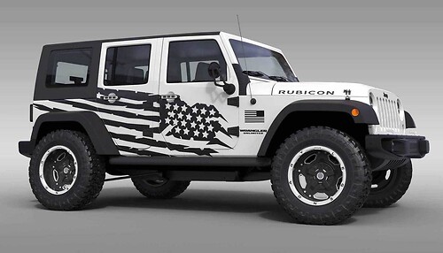 US flag theme splash Stars Graphic Sticker Decal for 07-17 Jeep Wrangler Unlimited JK 4 Door