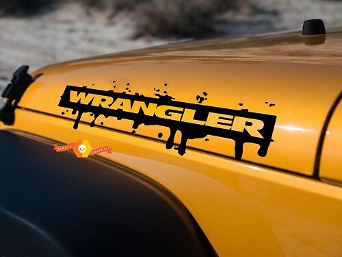 WRANGLER JEEP ඩිකල් ස්ටිකර් ප්ලෑෂ් බ්ලඩ් හූඩ් ග්‍රැෆික්ස් SAHARA හෝ RUBICON JK
