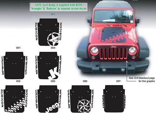 JEEP Decal Sticker Hood Badge Blackout graphics 07-16  Wrangler Rubicon
