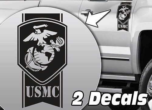 Military Army USMC Globe stripes Truck Bed side Decal Stickers fits to Dodge Ram Chevy Silverado Ford F150 Toyota Tundra
