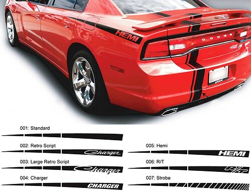 Dodge Charger Quarter Spear Hemi RT Decal Sticker Side graphics fits to models 2011-2014 
