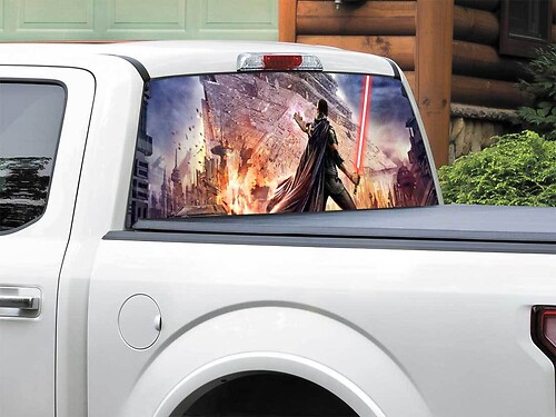 Lightsaber Star Destroyer Starkiller Video Game Rear Window Decal Sticker Pick-up Truck SUV Car any size 