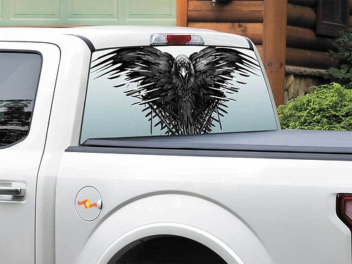 Bird Crow Raven House Stark TV Show Game Of Thrones Rear Window Decal Sticker Pick-up Truck SUV Car any size