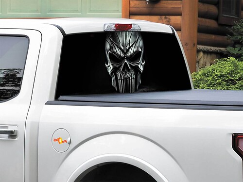 Skull logo Rear Window Decal Sticker Pick-up Truck SUV Car any size
