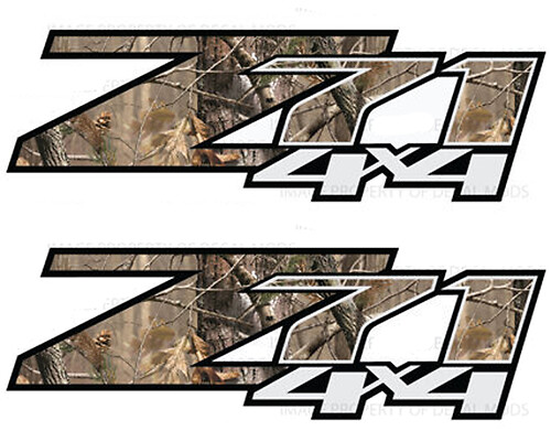 2 - Chevy Silverado Z71 4x4 decals Realtree AP Camo stickers side bed truck