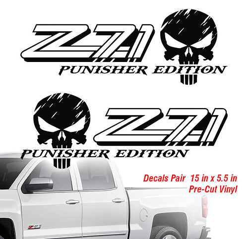 2 Chevy Z71 Punisher 4X4 off road truck Silverado Chevrolet Stickers Decals Pair Decal