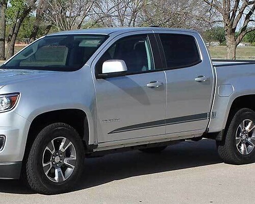 GMC Canyon and Chevrolet Colorado Graphics Rocker Stickers Decals Vinyl Stripes kit fits to 2015-2017