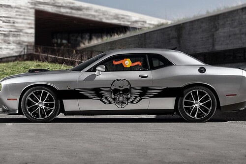Skull Graphic Wings Vinyl Decal Hood Sticker Car Van Truck Vehicle SUV Stripe