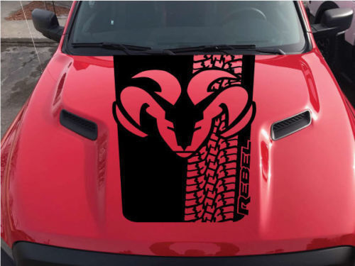 Dodge Ram Tire Tracks Rebel Hood Logo Truck Vinyl Sticker Decal Graphic Pickup Pick Up