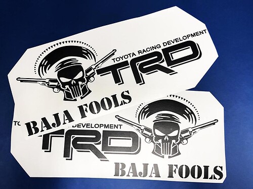 Toyota Racing Development TRD BAJA FOOLS Punisher edition 4X4 bed side Graphic decals stickers