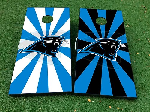 Carolina panthers football 2 Cornhole Board Game Sticker Decal VINYL WRAPS with LAMINATED