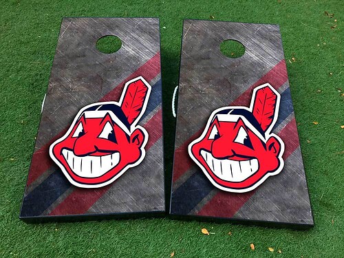 Cleveland Indians baseball Cornhole Board Game Sticker Decal VINYL WRAPS with LAMINATED
