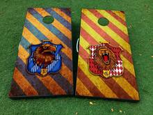 2 houses of Hogwarts on your choice Gryffindor Ravenclaw Hufflepuff Slytherin Cornhole Board Game Sticker Decal VINYL WRAPS with LAMINATED 2