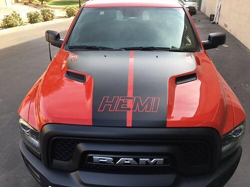 Dodge Ram Hemi Rebel Hood Logo Truck Vinyl Sticker Decal Graphic Pickup