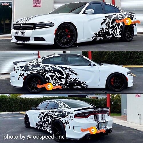 Dodge Challenger Or Charger SRT Hellcat Splash Grunge Stripes Kit Hell Cat Vinyl Sticker Decal Graphic