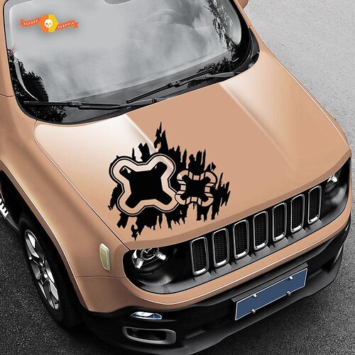 Jeep Renegade Logo Distressed Splash Vinyl Sticker Decal Hood Side Vehicle Graphic Rear