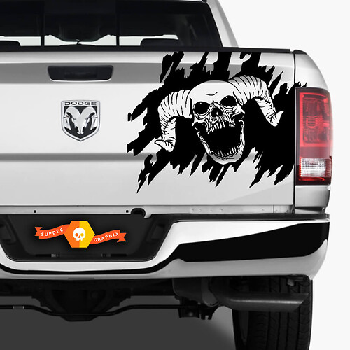 Dodge Ram Skull Splash Grunge Vinyl Decal Sticker Tailgate Truck Vehicle Graphic Pickup
