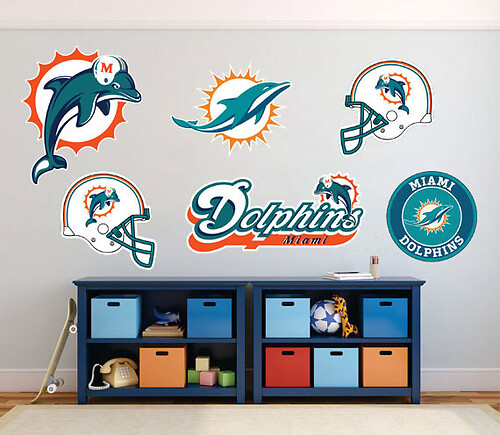Miami Dolphins National Football League (NFL) fan wall vehicle notebook etc decals stickers