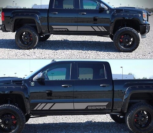 Decal Sticker Graphic Stripe Body Kit For GMC Sierra 1500 Light Chrome Fender
