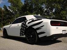 US USA flag distressed side Sticker Decal fits to Ford Mustang Dodge Charger Chevy Camaro 2