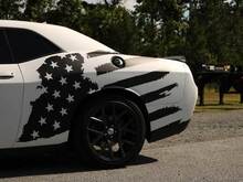 US USA flag distressed side Sticker Decal fits to Ford Mustang Dodge Charger Chevy Camaro 3