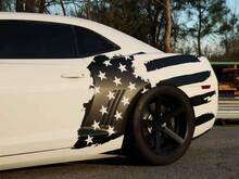US USA flag distressed side Sticker Decal fits to Ford Mustang Dodge Charger Chevy Camaro 4