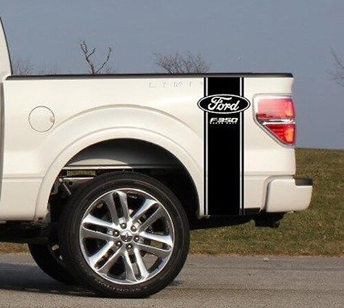 Custom Truck Bed Stripe Sticker Decal Set of (2) for Ford F-350 Super Duty Pickup