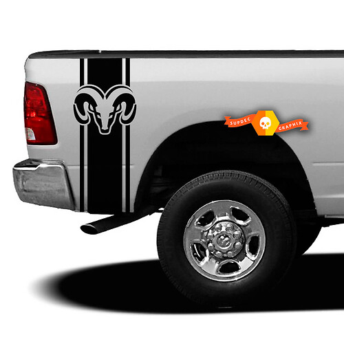 Custom Truck Bed Stripe Sticker Decal Set of (2) for Dodge Pickup