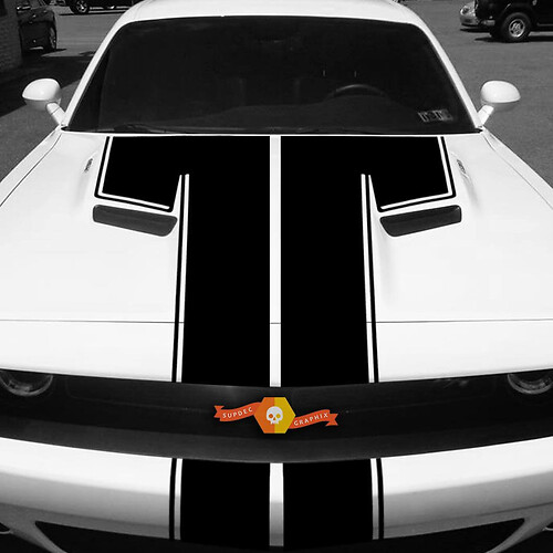 2015 2016 2017 Dodge Challenger Rally Racing Strobe Hood Sticker Decal Stripe Blackout#1
