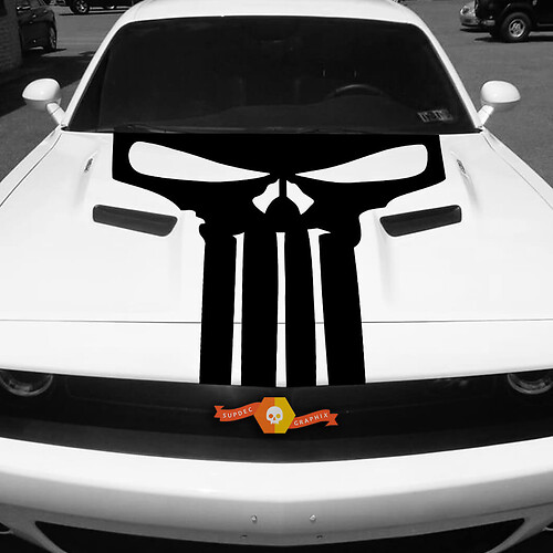 Dodge Challenger  Punisher  Hood Sticker Decal Stripe Blackout