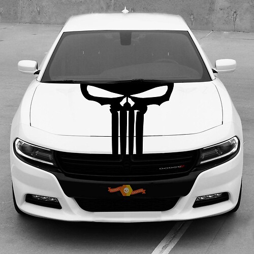 Dodge Charger Hood Blackout Punisher Skull Sticker Decal Stripe 2015-2020