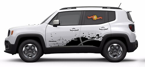 Jeep Renegade Bike Mountain Logo Graphic Vinyl Decal Sticker Splash Grunge SUV
