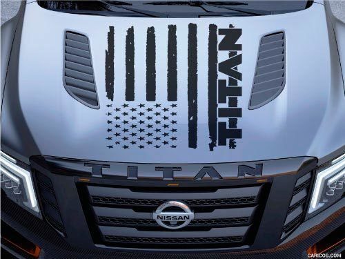 Nissan Titan Logo Hood Truck Vinyl Sticker Decal Graphic Distressed American Flag Pickup
